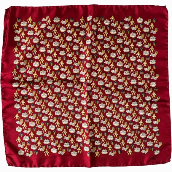 Chopard Red Silk Happy Birthday Pocket Square Scarf - Picture 6 of 6